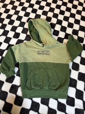 Two-Tone Olive Green Kids Hoodie with Positive Chest Patch
